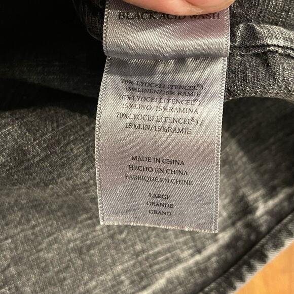 Rails Angelica Top Puff Sleeve Chambray Black Acid Wash Size Large Button up - Picture 4 of 7